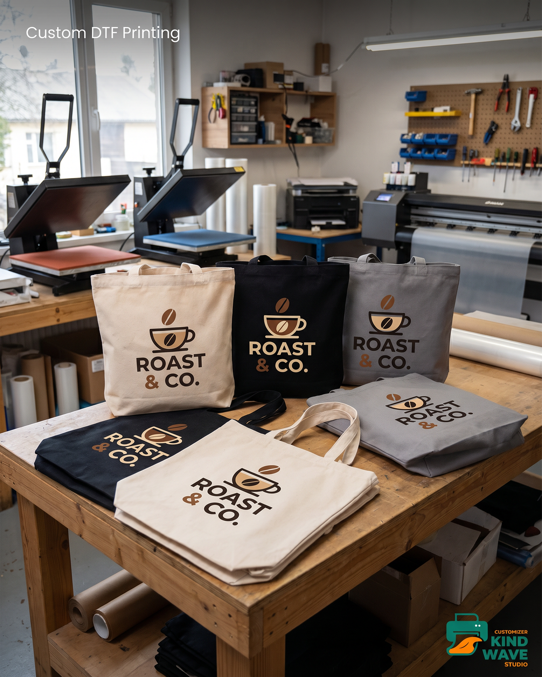 Custom DTF tote bags
