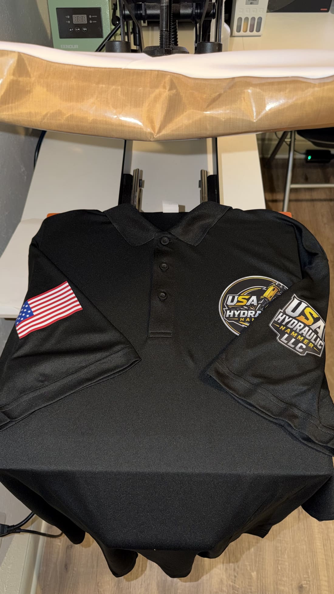 USA Hydraulic Hammer custom long sleeve polo